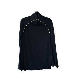 G.I.L.I Sweater Cape Knitted Ribbed Mock Neck Black Women’s Size XS